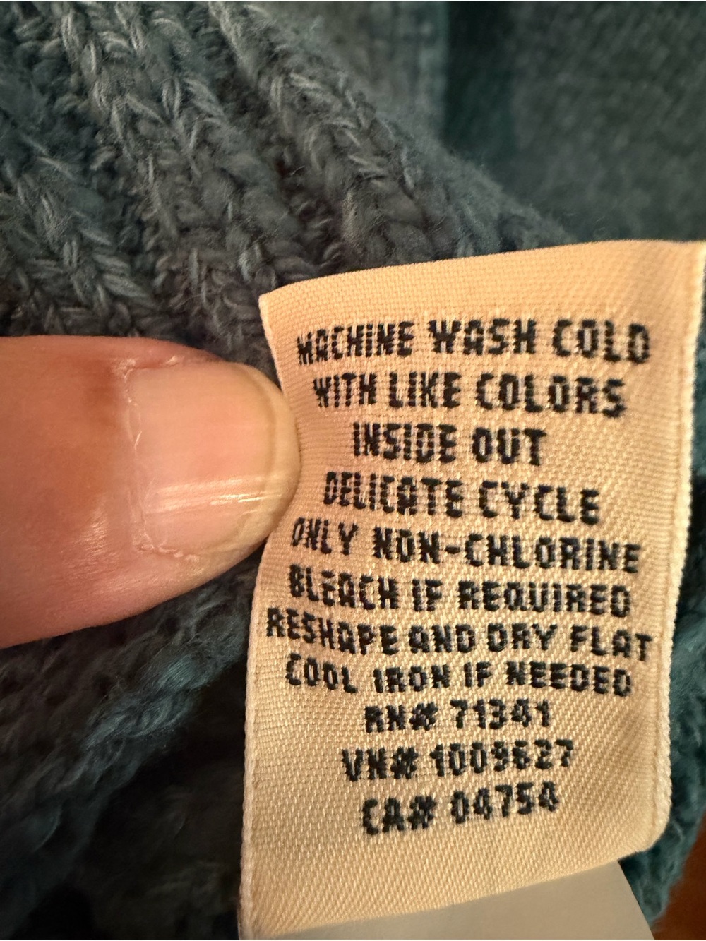 L.L.Bean Vintage Fair Isle Sweater 100% Cotton Blue Teal Size M - Picture 5 of 6
